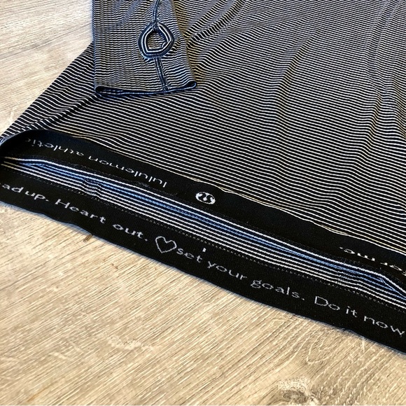 Lululemon black and white stripe long sleeve keyhole workout top - Picture 3 of 5